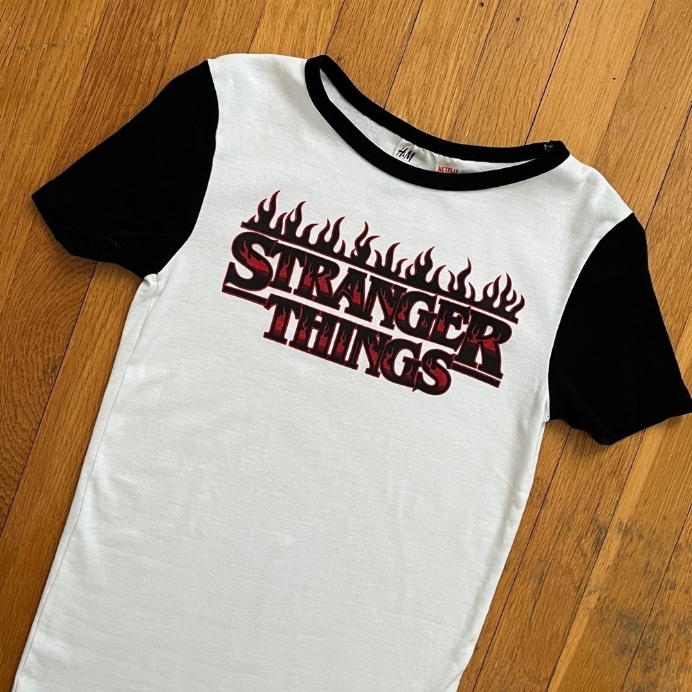Cotton Stranger Things Tight Fit Bodycon Top / T-Shirt / Sleep Shirt